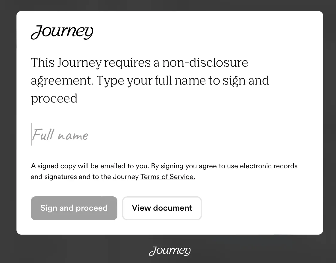 Non-Disclosure Agreements (NDAs) Within Journeys
